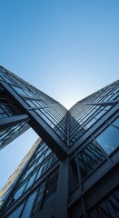 Obraz premium Modern Architecture: A Skyscraper's Ascent Towards the Sky