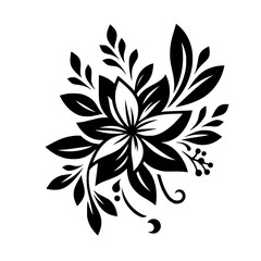 Elegant Black and White Floral Design on White Background