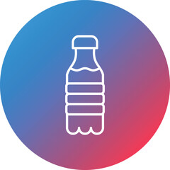 Water Bottle Line Gradient Circle Background Icon