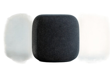 Three Square Fabric-Covered Acoustic Panels in Gray, Black, and White