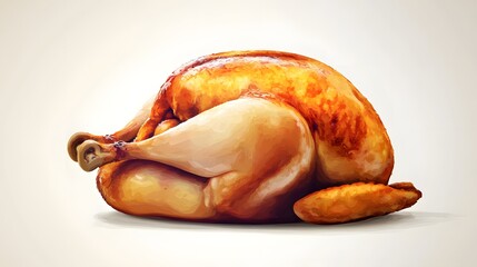 Roasted chicken presented against a light background.