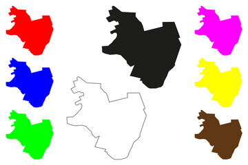 Pithampur city (Republic of India, State of Madhya Pradesh) map vector illustration, scribble sketch Pithampur map