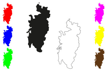 Port Blair city (Republic of India, Union territory Andaman and Nicobar Islands) map vector illustration, scribble sketch Sri Vijaya Puram map