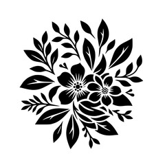 Elegant Black & White Floral Illustration on White Background