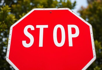 Close-up of a red stop sign with two visible sides, caution, design