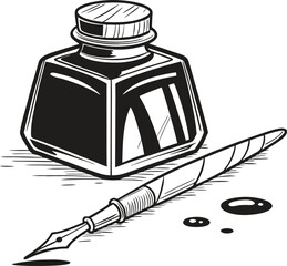 ink pen and inkwell