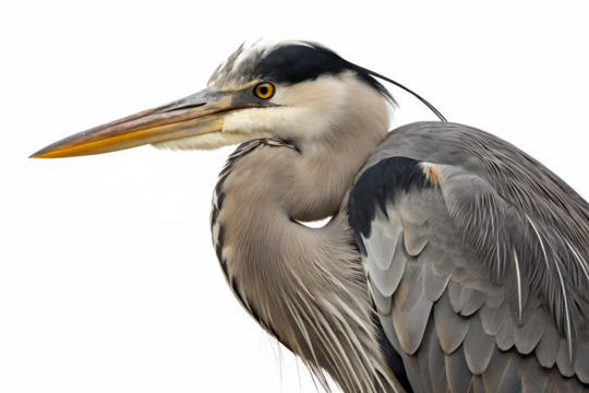 great blue heron ardea cinerea on transparent background