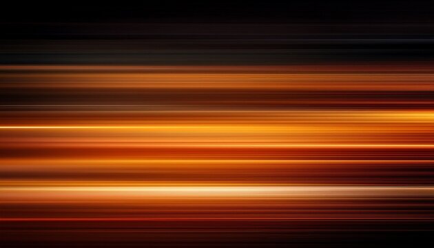 abstract blurred background with colorful stripes of light on dark orange and black horizontal lines with gradient effect glowing and flowing in motion