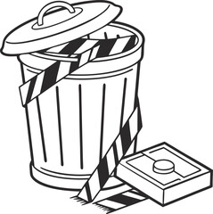 hand drawn vector illustration of trash bin