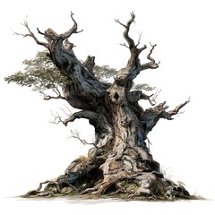an old, dead tree, rendered in high resolution on a white background