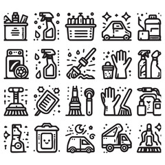 vector clipart collection of editable cleaning equipment and supplies elements