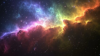 Obraz premium Cosmic Nebula with Rainbow Colors.