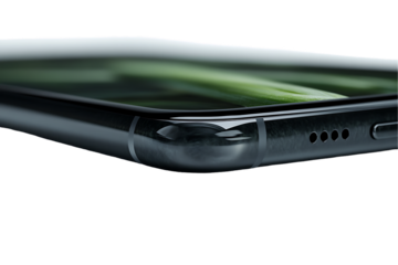 Sleek Smartphone Detail:  Curved Edge and Speaker Grill Close-up