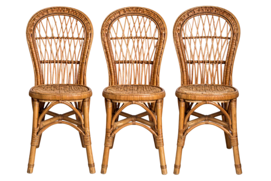 3 Rattan chair isolated on a transparent background