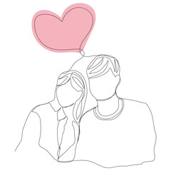 Sketch love concept minimal couple in love drawing line art couple lovely drawn together line love concept with white ioslated background. Abstract,vector,illustration.