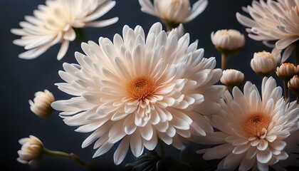 chrysanthemum atsumono in full bloom with a white flower center