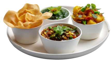 Culinary Symphony: A vibrant platter of Indian culinary delights, artfully presented with a variety of flavors and textures. A gastronomic journey