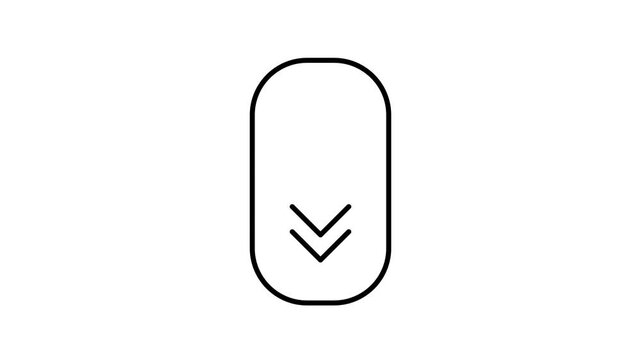Computer mouse symbol with down arrow icon. Mouse cursor scrolling.
