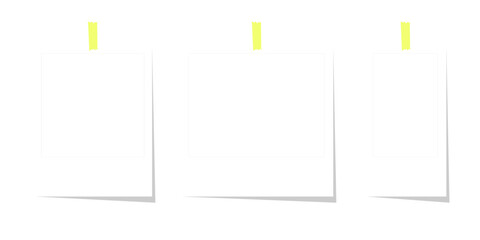 Yellow Taped Polaroid Frame Set, Modern Polaroid Templates with Top Tape
