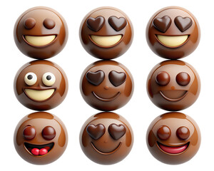 3d chocolate emoji icon set