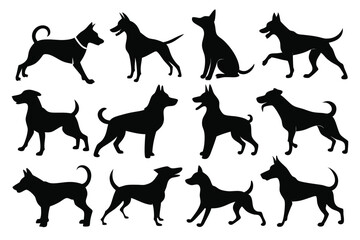 Dog Silhouette Illustration Set – Stylized Animal Icons