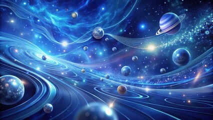 A Celestial Tapestry  Worlds Unfolding in a Symphony of Cosmic Light and Swirling Nebulae