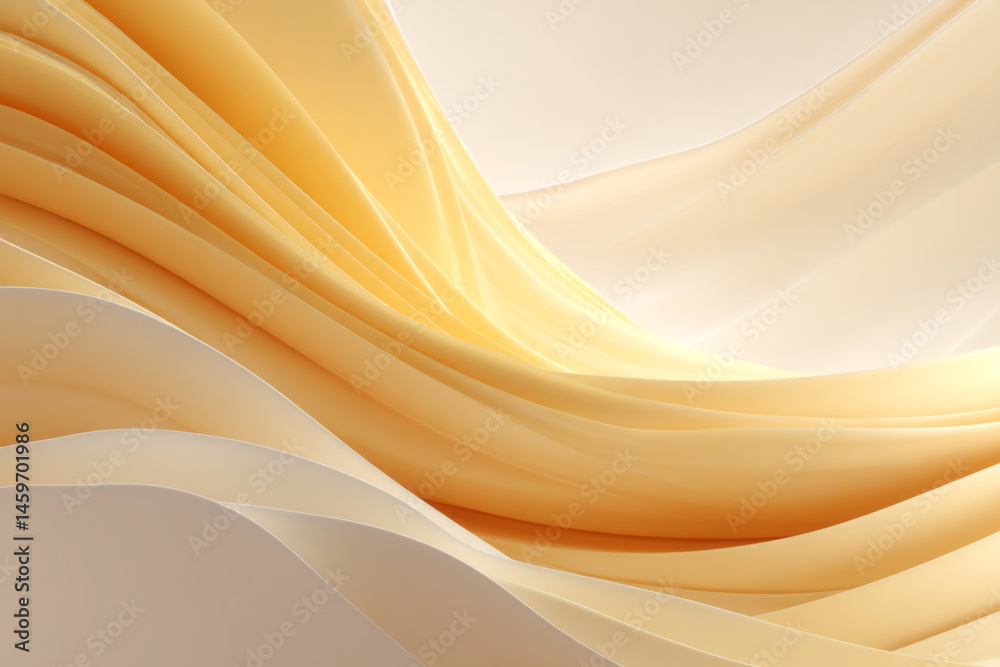 Poster abstract image of flowing, pale-yellow fabric texture creating smooth curves, suggesting elegance, s