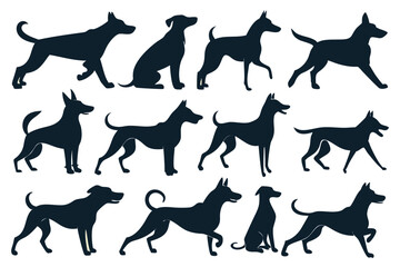 Dog Silhouette Illustration Set – Stylized Animal Icons