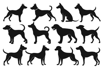 Dog Silhouette Illustration Set – Stylized Animal Icons
