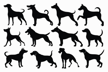 Dog Silhouette Illustration Set – Stylized Animal Icons