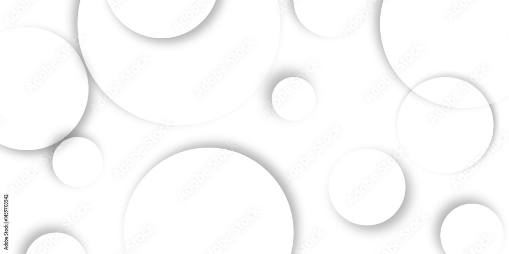 Poster Abstract background with circle white abstract geometric background with soft light white paper circles in design .Gray abstract. Modern design background for report and project presentation template.