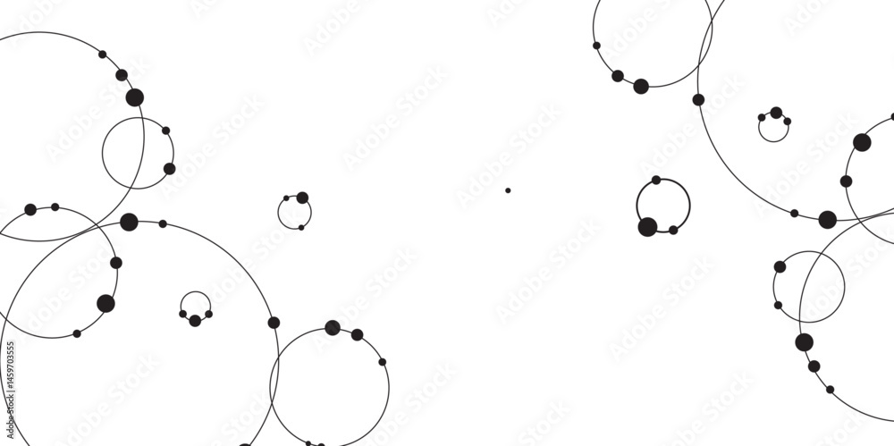 Poster Abstract background with circles and dots. connection for communication technology and social network concept background. Wide molecule structure background. Connect circle and point with intersection