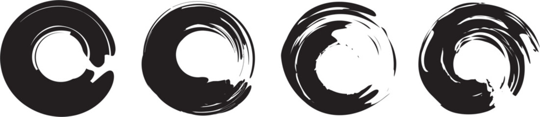 Collection of Abstract Circular Brush Stroke Elements in Bold and Soft Colors – Artistic Ink Swirls and Paint Shapes for Modern Design Use, multiple color beauty color circle, paint brush vector