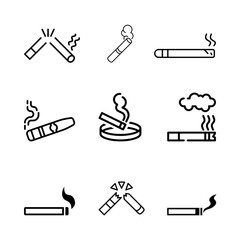 Cigarette icon vector set. Cigar illustration sign collection. smoke symbol. Smoking area