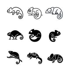 chameleon icon silhouette style vector minimal art illustration