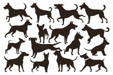 Fototapeta premium Dog Breed Silhouettes – Minimalist Vector Icon Pack