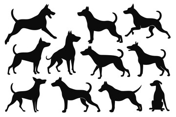 Dog Shadow Vector Set – Isolated Pet Silhouette Icons