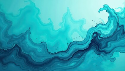 Obraz premium Swirling teal and azure paint, abstract texture , canvas, flow, swirl