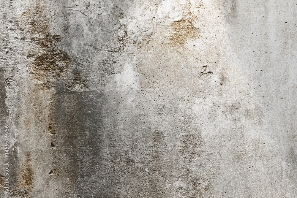 Poster grey and beige textured wall, showing age and wear, ideal as a rustic or grunge background for desig