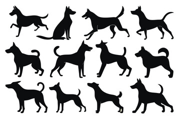 Dog Shadow Vector Set – Isolated Pet Silhouette Icons