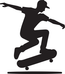 silhouette of a skateboarder jumping