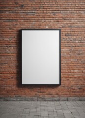 Modern poster mockup on weathered brick wall  Clean aesthetic, urban setting ,  street art,  promotional material