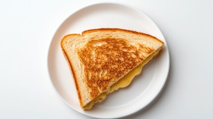This image showcases a perfectly toasted half grilled cheese sandwich, featuring a golden-brown crust and melted cheese, ideal for promoting comfort food concepts.