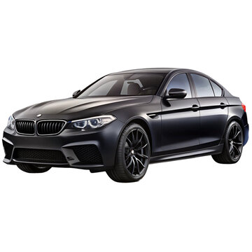 matte black bmw m5 side view isolated