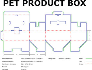 Pet Product Box Design Template Packaging, DieCut, Dimensions, Fold, Crease
