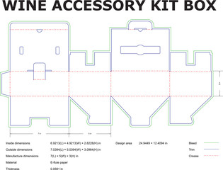 Wine Accessory Kit Box Packaging Design Template DieCut