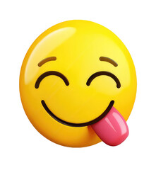 Fototapeta premium Emoji Face Savoring Food – 3D Cartoon Emotion Icon for Food Apps, Messaging, and Fun Digital Design