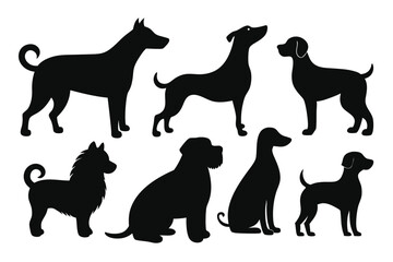 Editable Dog Silhouette Collection &ndash; Iconic Pet Vector Set