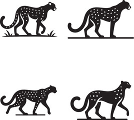 set of cheetah vector