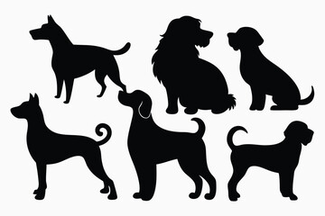 Domestic Dog Silhouettes – Flat Vector Icons for Pets